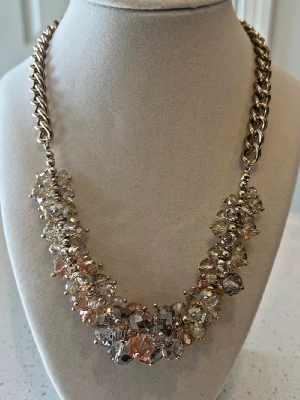 Necklace Statement Piece Chunky Gold Tone Sparkly Wedding Cocktail Party